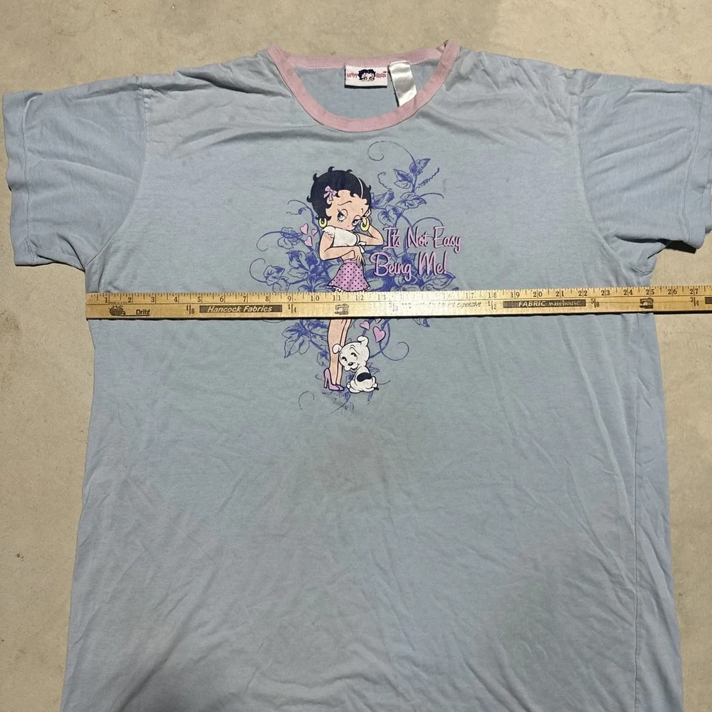 Vintage 2007 Betty Boop Pajama Top Women's SZ XL Blue Short Sleeve Graphic Y2K